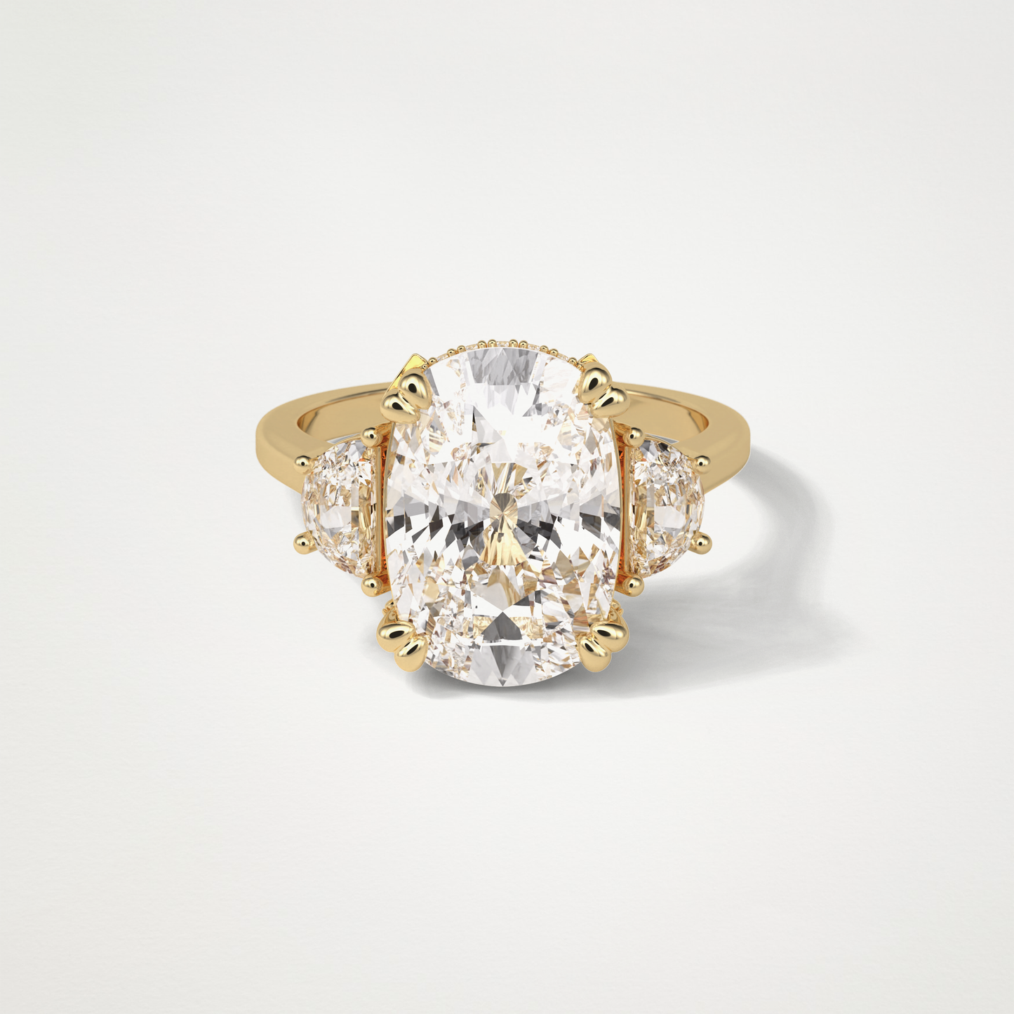 Cushion Three Stones Moissanite Engagement Ring – 6.3 CT Lab-Created Brilliance in 10K/14K/18K Gold 8