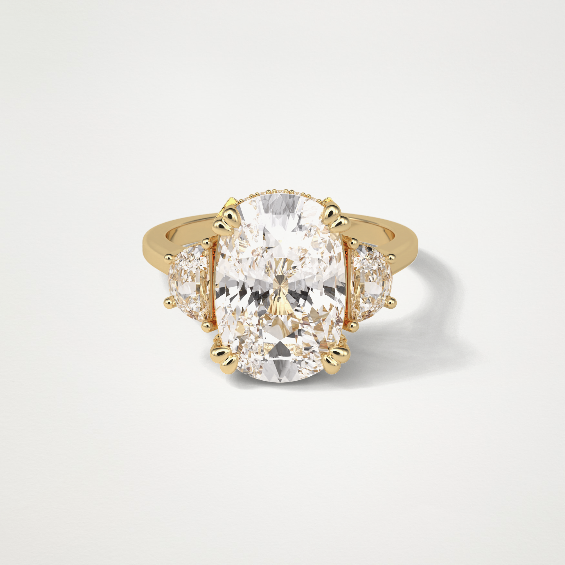 Cushion Three Stones Moissanite Engagement Ring – 6.3 CT Lab-Created Brilliance in 10K/14K/18K Gold 8