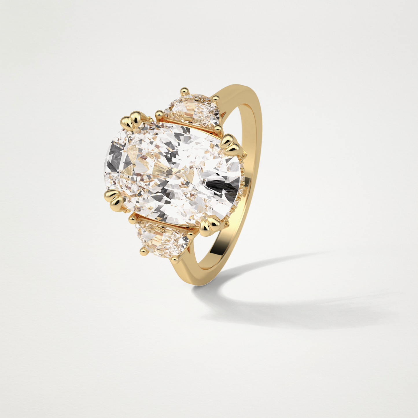 Cushion Three Stones Moissanite Engagement Ring – 6.3 CT Lab-Created Brilliance in 10K/14K/18K Gold 13