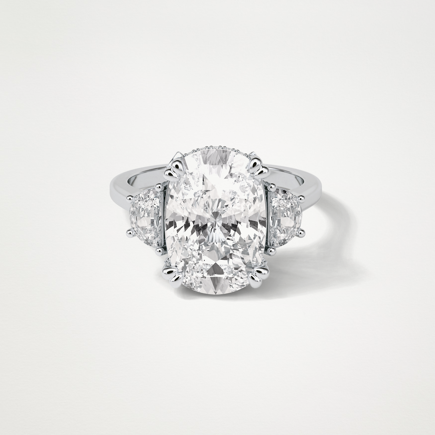 Cushion Three Stones Moissanite Engagement Ring – 6.3 CT Lab-Created Brilliance in 10K/14K/18K Gold 1
