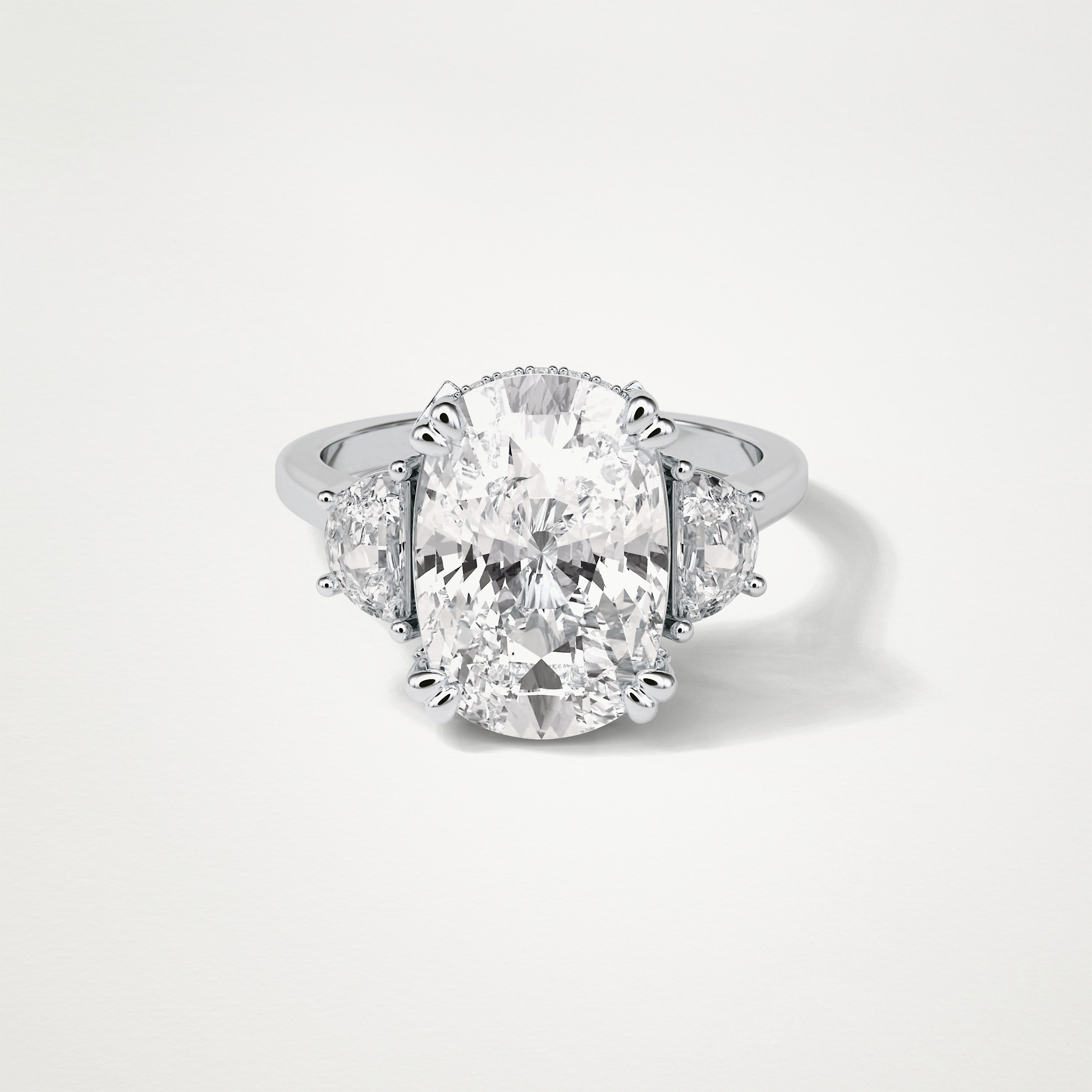 Cushion Three Stones Moissanite Engagement Ring – 6.3 CT Lab-Created Brilliance in 10K/14K/18K Gold 1