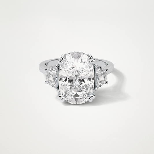 Cushion Three Stones Moissanite Engagement Ring – 6.3 CT Lab-Created Brilliance in 10K/14K/18K Gold 1