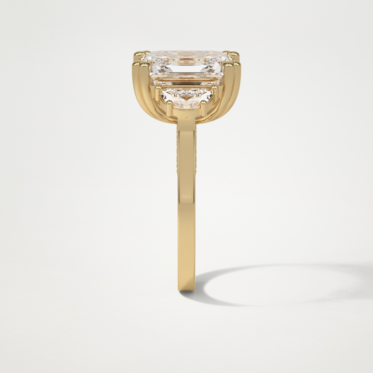 Asscher 3 Stone Moissanite Engagement Ring – 7.6 CT Lab-Created Brilliance in 10K/14K/18K Gold