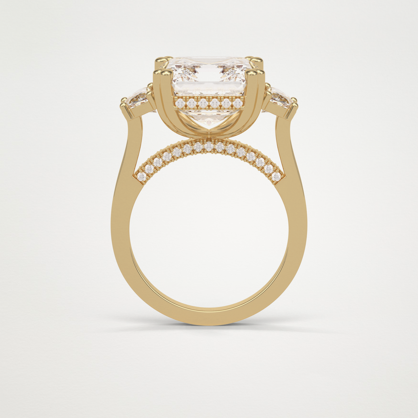 Asscher 3 Stone Moissanite Engagement Ring – 7.6 CT Lab-Created Brilliance in 10K/14K/18K Gold