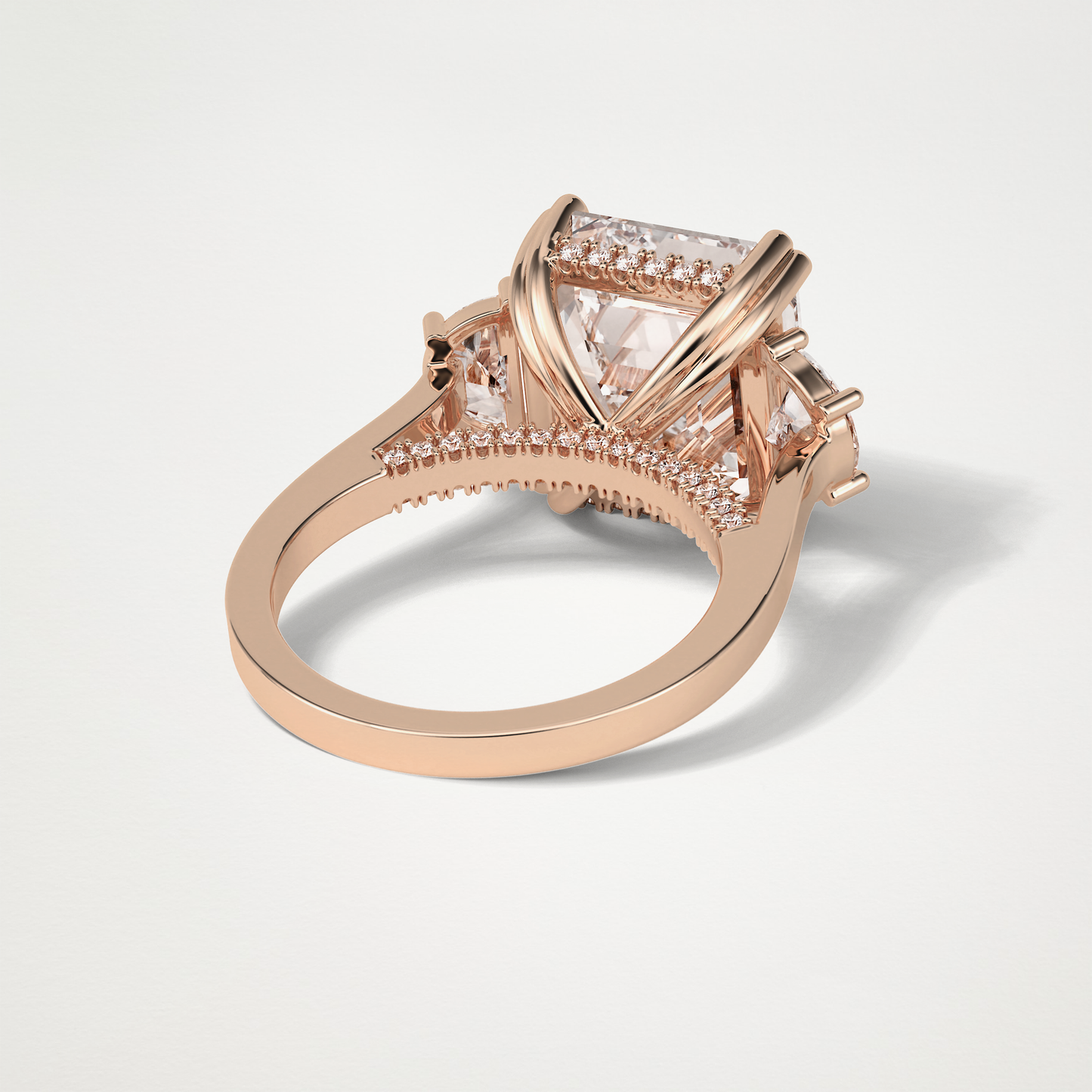 Asscher 3 Stone Moissanite Engagement Ring – 7.6 CT Lab-Created Brilliance in 10K/14K/18K Gold