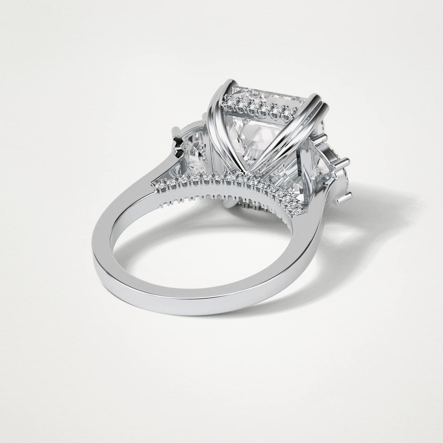 Asscher 3 Stone Moissanite Engagement Ring – 7.6 CT Lab-Created Brilliance in 10K/14K/18K Gold