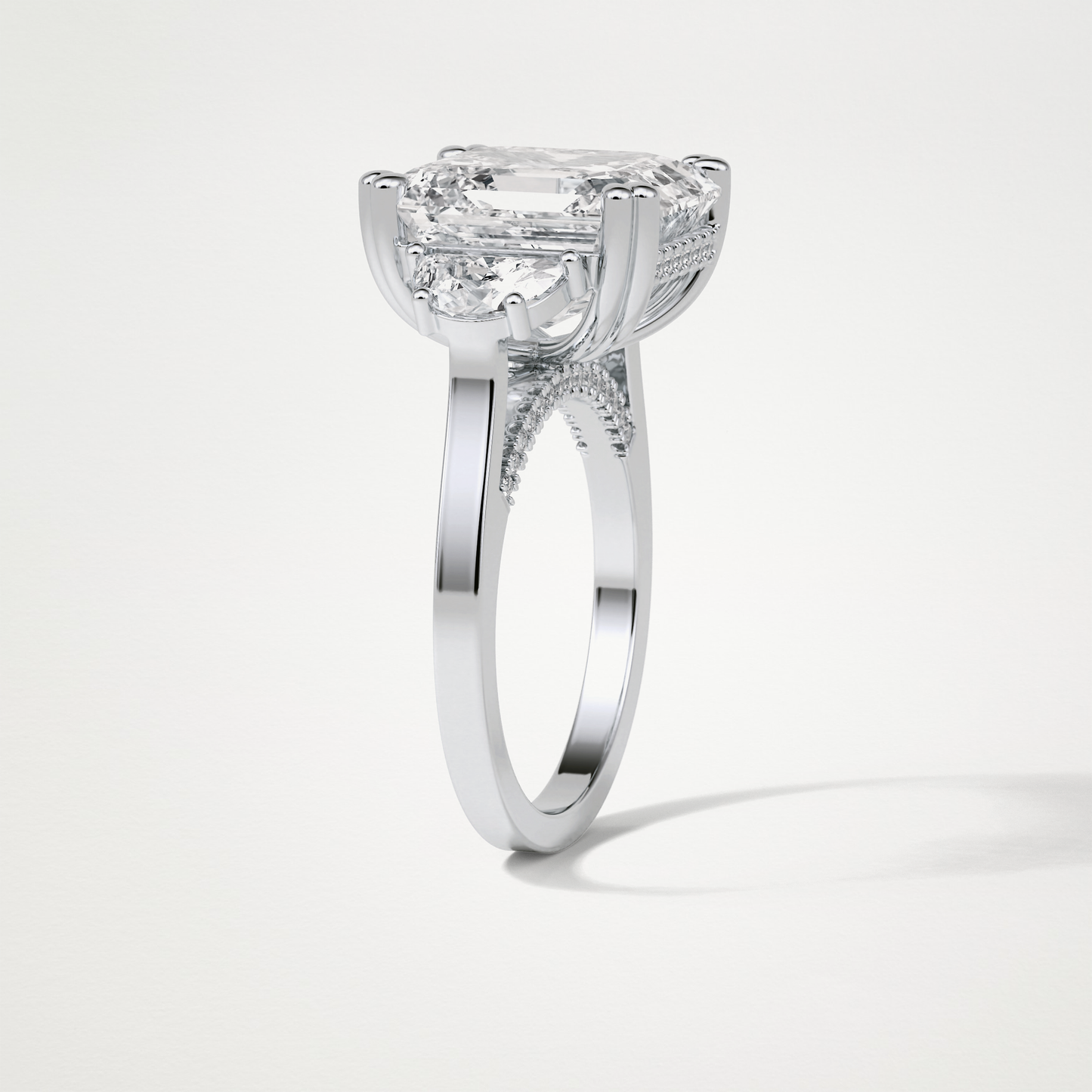 Asscher 3 Stone Moissanite Engagement Ring – 7.6 CT Lab-Created Brilliance in 10K/14K/18K Gold