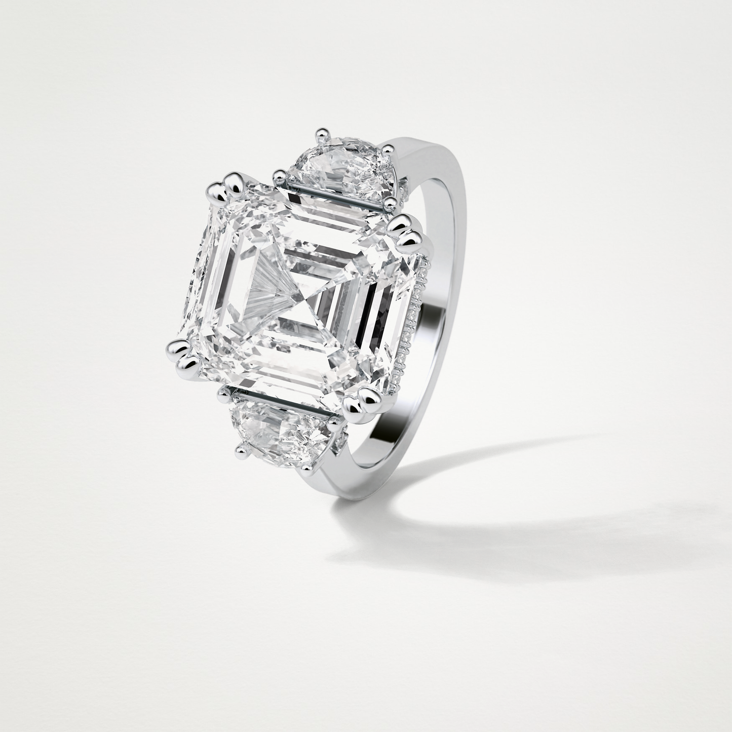 Asscher 3 Stone Moissanite Engagement Ring – 7.6 CT Lab-Created Brilliance in 10K/14K/18K Gold