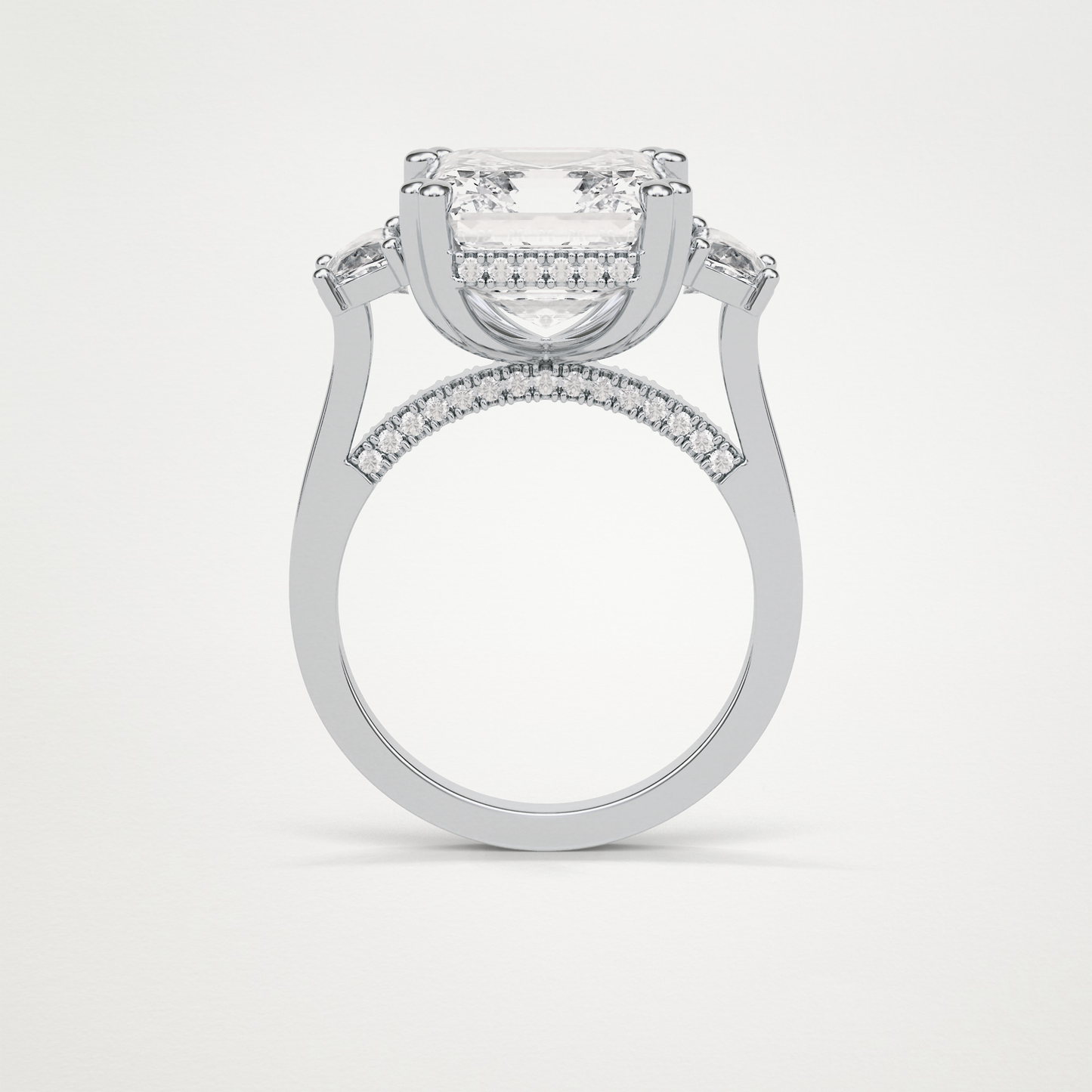 Asscher 3 Stone Moissanite Engagement Ring – 7.6 CT Lab-Created Brilliance in 10K/14K/18K Gold