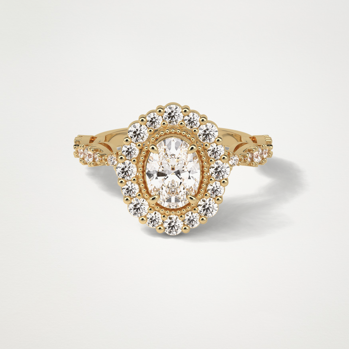 Oval Halo & Pave Moissanite Engagement Ring – 1.33 CT Lab-Created Brilliance in 10K/14K/18K Gold
