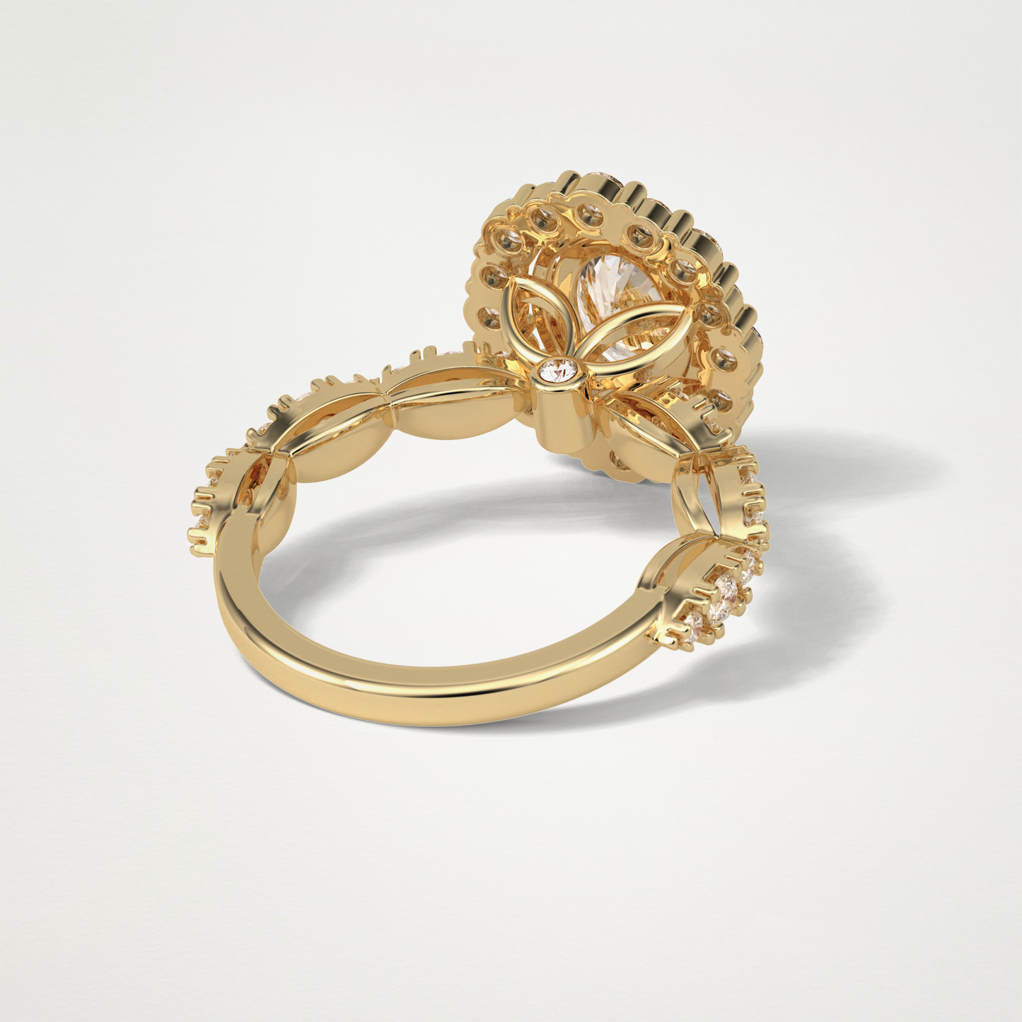 Oval Halo & Pave Moissanite Engagement Ring – 1.33 CT Lab-Created Brilliance in 10K/14K/18K Gold