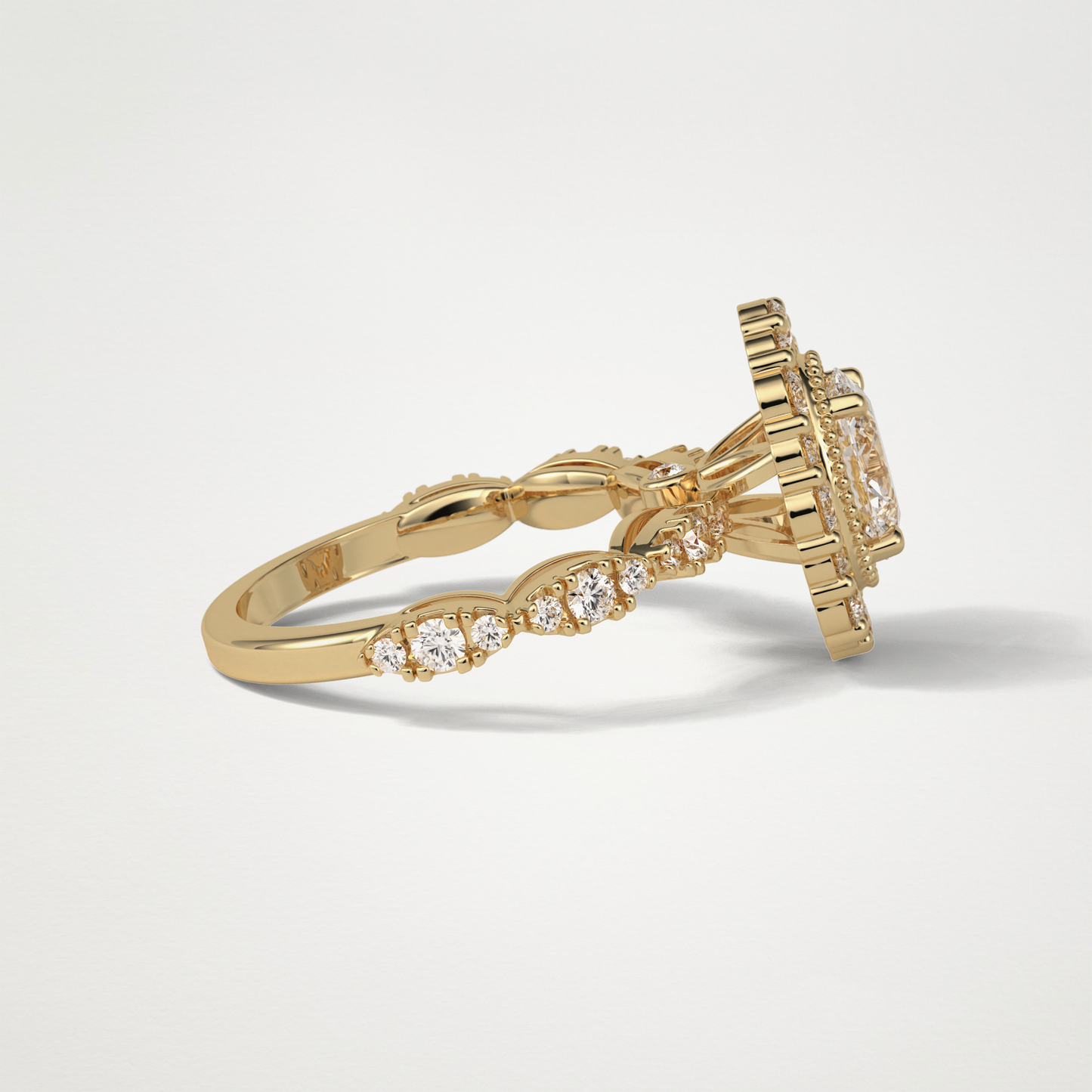Oval Halo & Pave Moissanite Engagement Ring – 1.33 CT Lab-Created Brilliance in 10K/14K/18K Gold