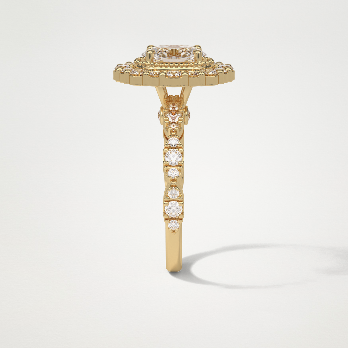 Oval Halo & Pave Moissanite Engagement Ring – 1.33 CT Lab-Created Brilliance in 10K/14K/18K Gold