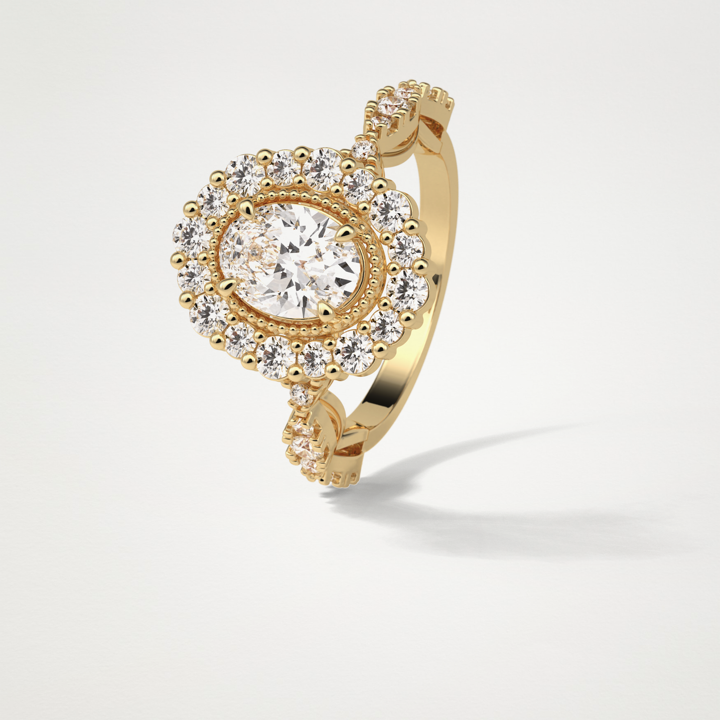 Oval Halo & Pave Moissanite Engagement Ring – 1.33 CT Lab-Created Brilliance in 10K/14K/18K Gold