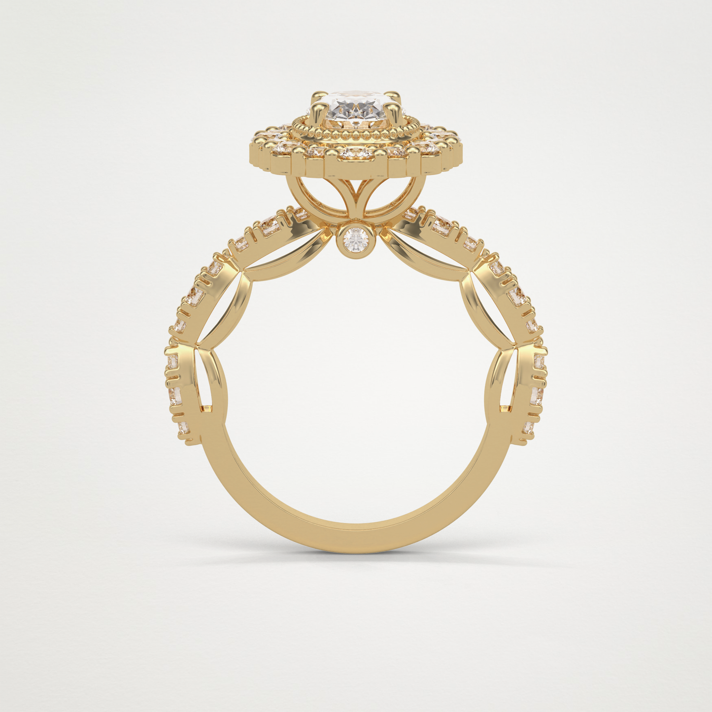 Oval Halo & Pave Moissanite Engagement Ring – 1.33 CT Lab-Created Brilliance in 10K/14K/18K Gold