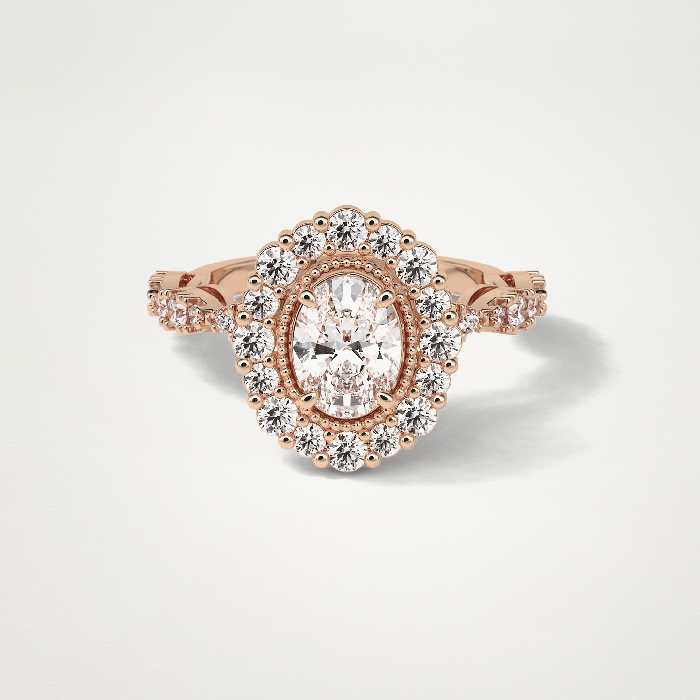 Oval Halo & Pave Moissanite Engagement Ring – 1.33 CT Lab-Created Brilliance in 10K/14K/18K Gold