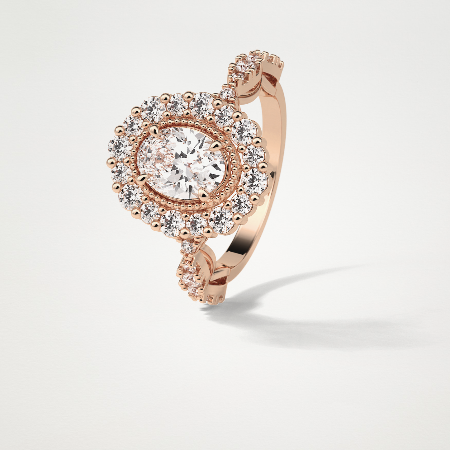Oval Halo & Pave Moissanite Engagement Ring – 1.33 CT Lab-Created Brilliance in 10K/14K/18K Gold