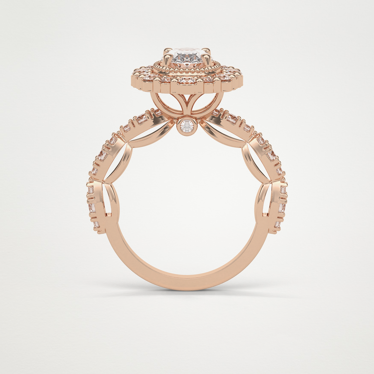Oval Halo & Pave Moissanite Engagement Ring – 1.33 CT Lab-Created Brilliance in 10K/14K/18K Gold