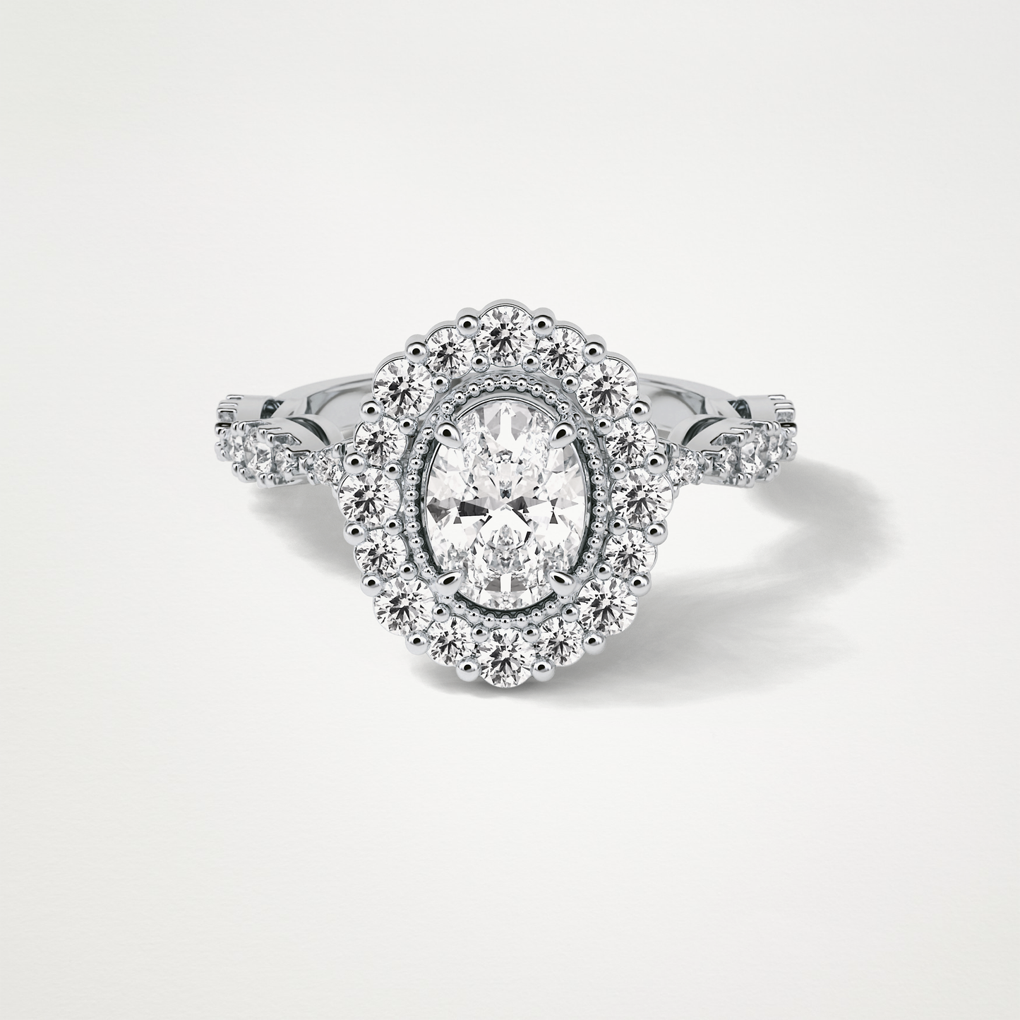 Oval Halo & Pave Moissanite Engagement Ring – 1.33 CT Lab-Created Brilliance in 10K/14K/18K Gold