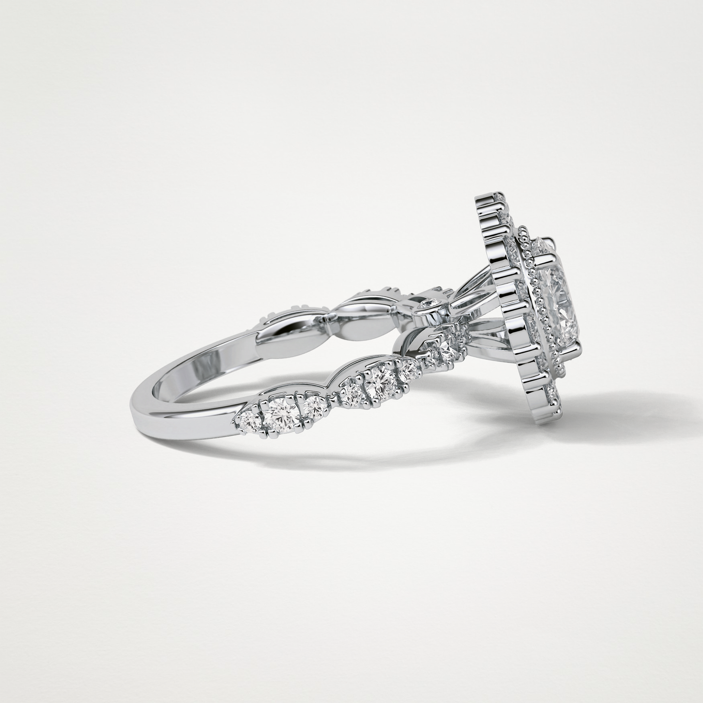 Oval Halo & Pave Moissanite Engagement Ring – 1.33 CT Lab-Created Brilliance in 10K/14K/18K Gold