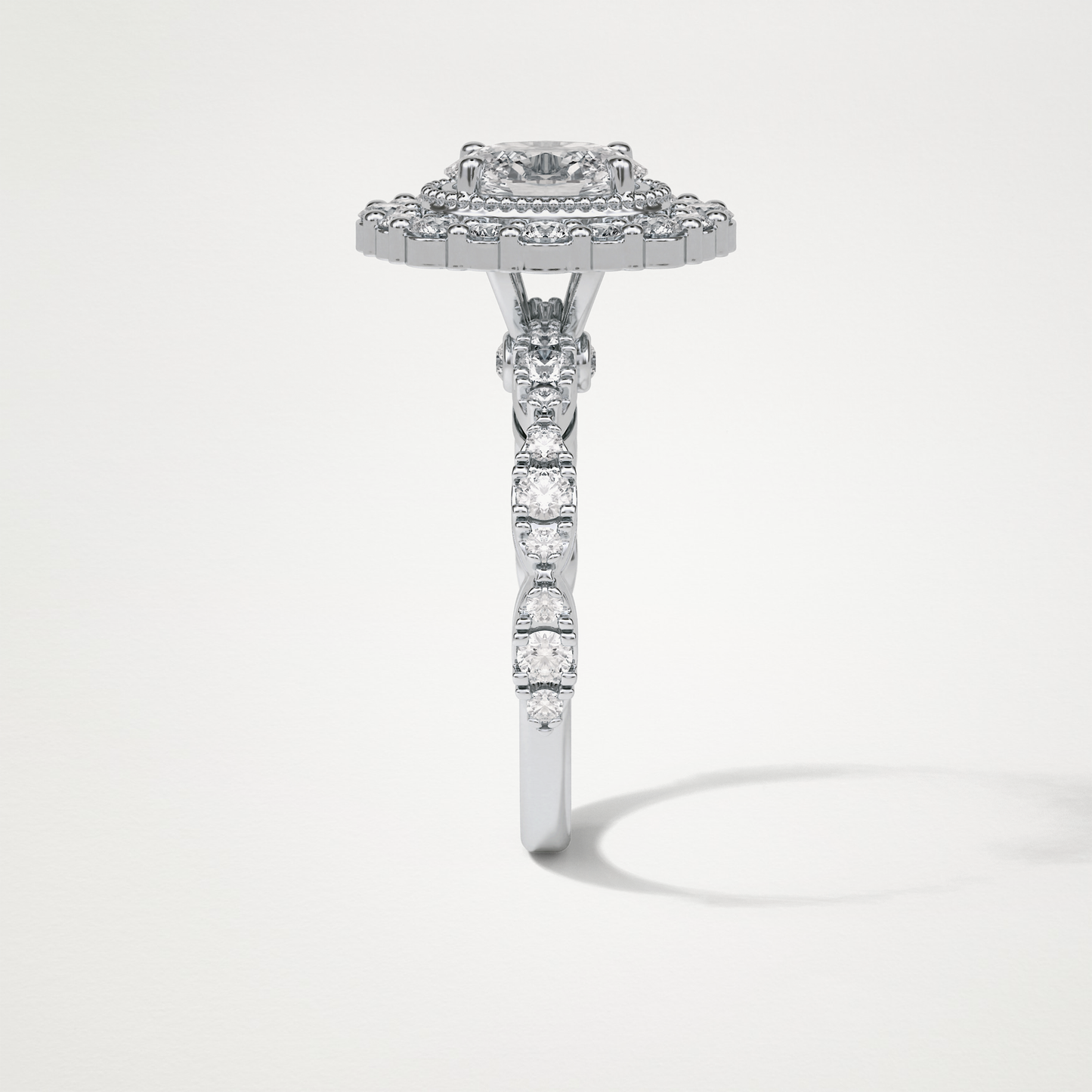 Oval Halo & Pave Moissanite Engagement Ring – 1.33 CT Lab-Created Brilliance in 10K/14K/18K Gold