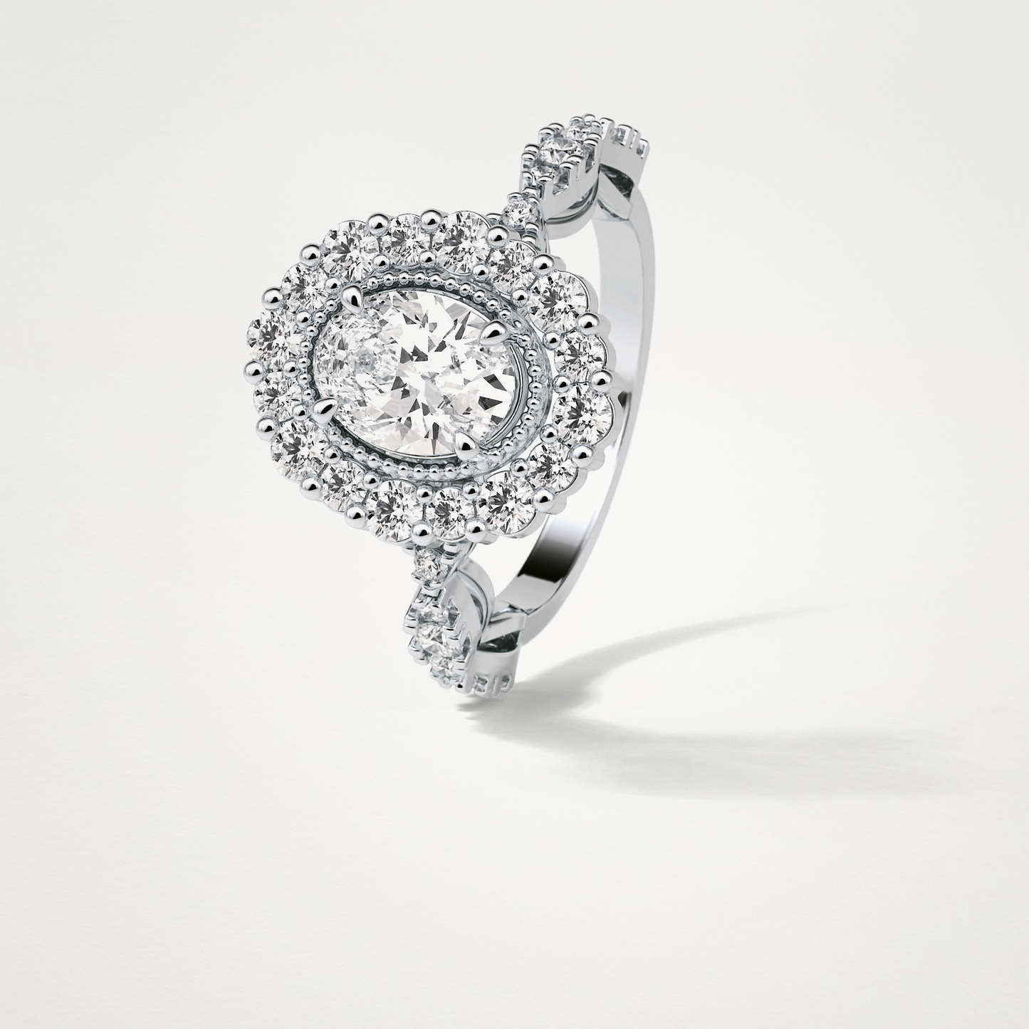 Oval Halo & Pave Moissanite Engagement Ring – 1.33 CT Lab-Created Brilliance in 10K/14K/18K Gold
