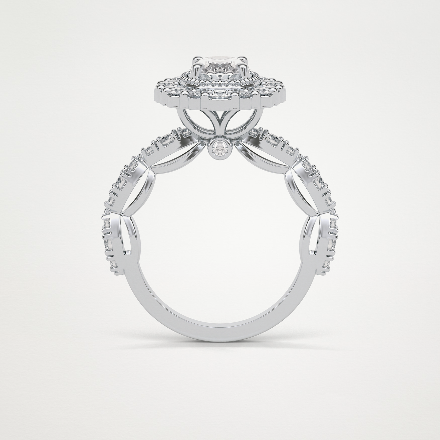 Oval Halo & Pave Moissanite Engagement Ring – 1.33 CT Lab-Created Brilliance in 10K/14K/18K Gold