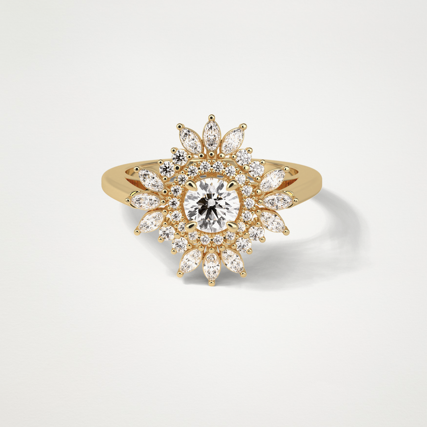 Round Halo & Cluster Moissanite Engagement Ring – 0.5 CT Lab-Created Brilliance in 10K/14K/18K Gold