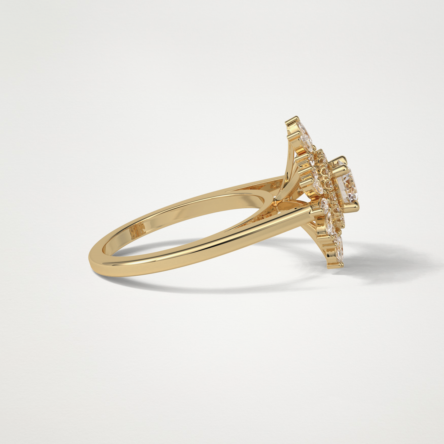 Round Halo & Cluster Moissanite Engagement Ring – 0.5 CT Lab-Created Brilliance in 10K/14K/18K Gold
