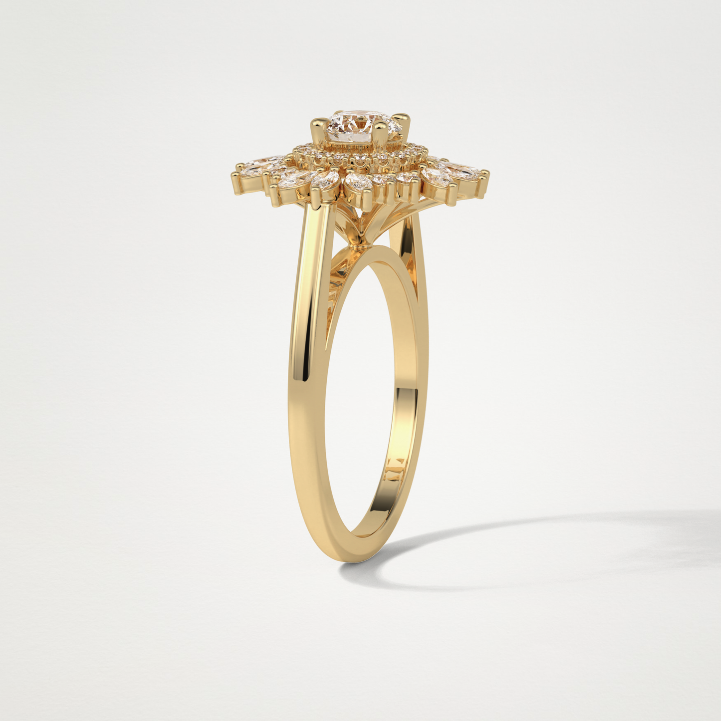 Round Halo & Cluster Moissanite Engagement Ring – 0.5 CT Lab-Created Brilliance in 10K/14K/18K Gold