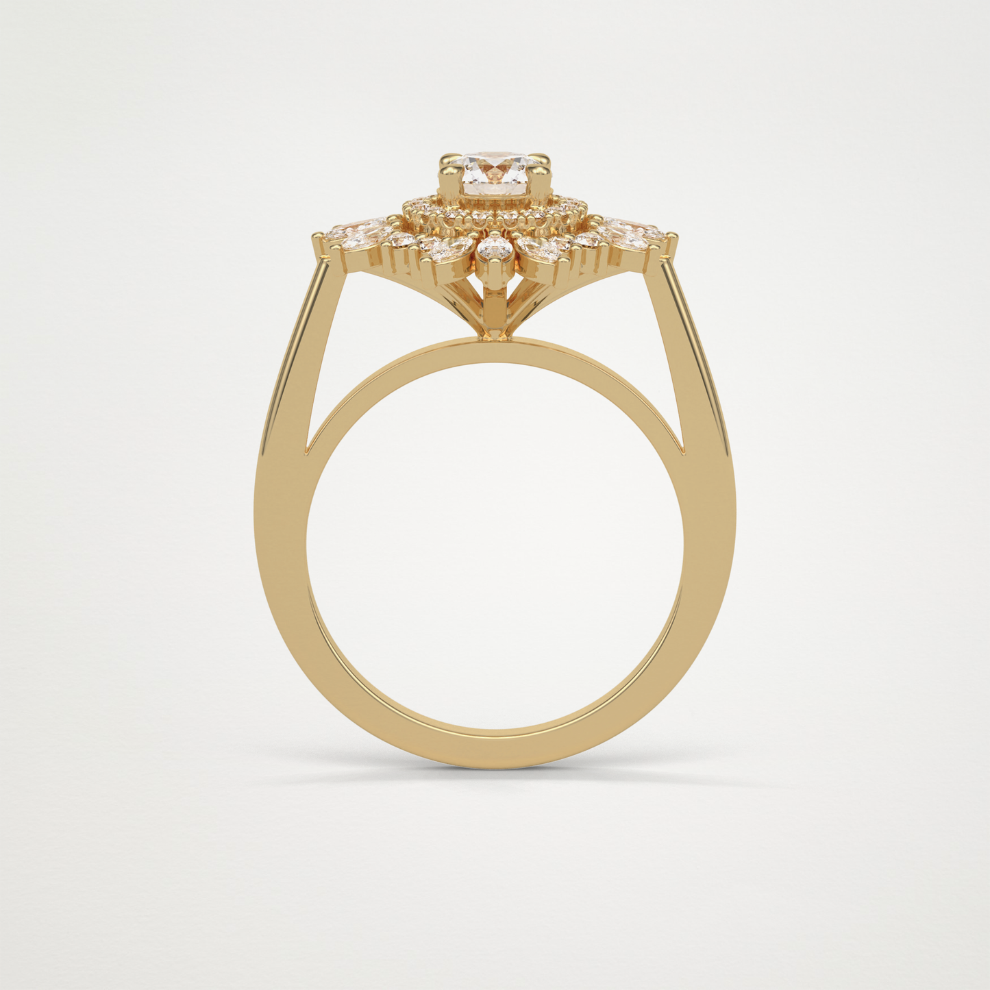 Round Halo & Cluster Moissanite Engagement Ring – 0.5 CT Lab-Created Brilliance in 10K/14K/18K Gold