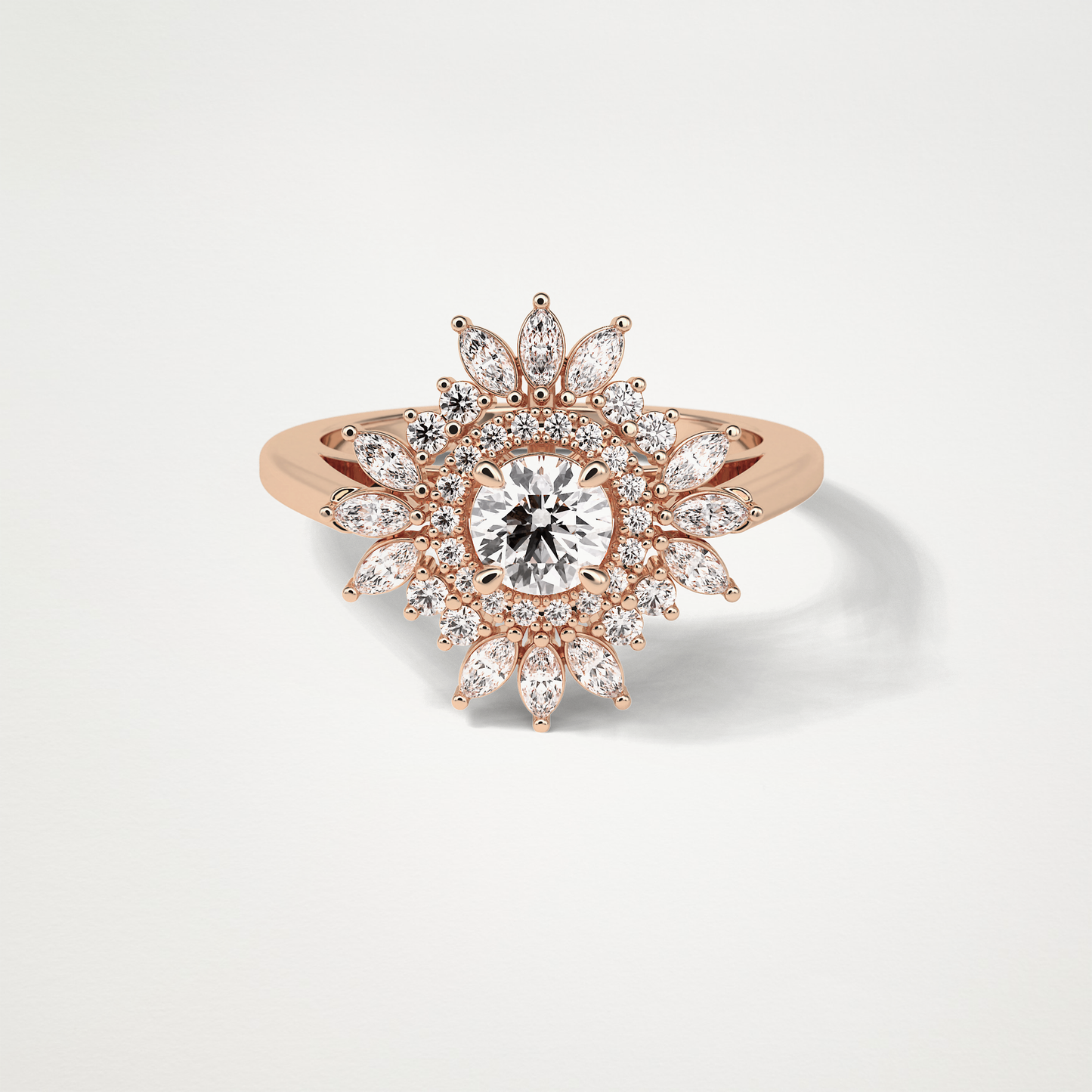 Round Halo & Cluster Moissanite Engagement Ring – 0.5 CT Lab-Created Brilliance in 10K/14K/18K Gold