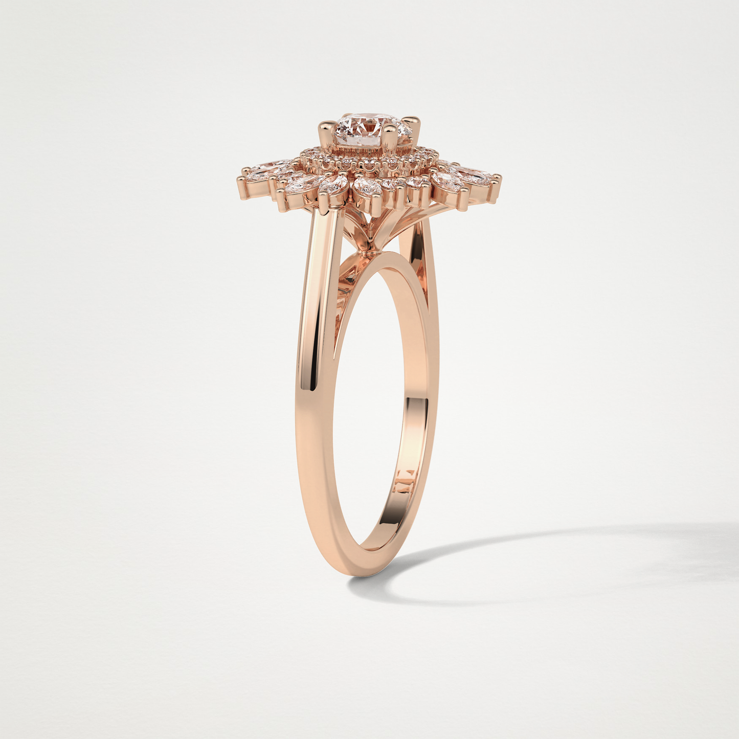 Round Halo & Cluster Moissanite Engagement Ring – 0.5 CT Lab-Created Brilliance in 10K/14K/18K Gold
