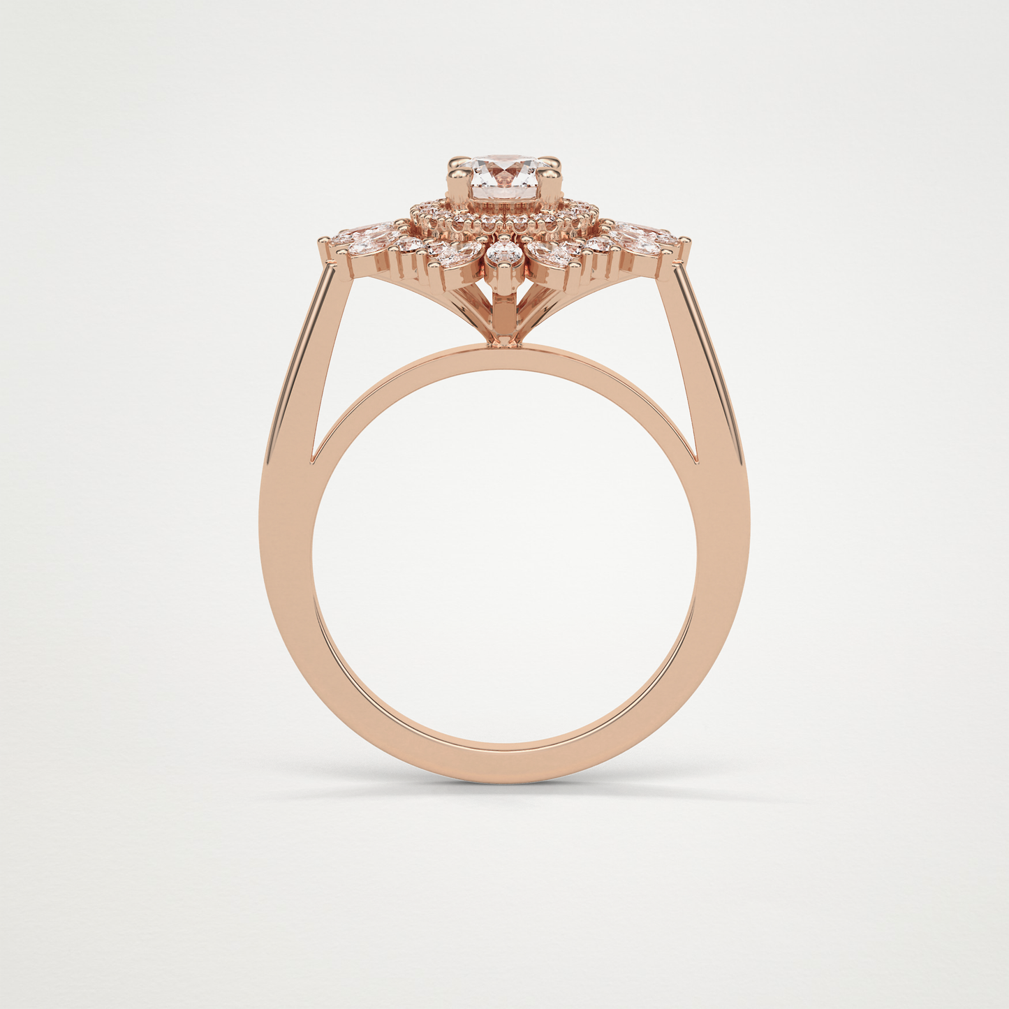 Round Halo & Cluster Moissanite Engagement Ring – 0.5 CT Lab-Created Brilliance in 10K/14K/18K Gold
