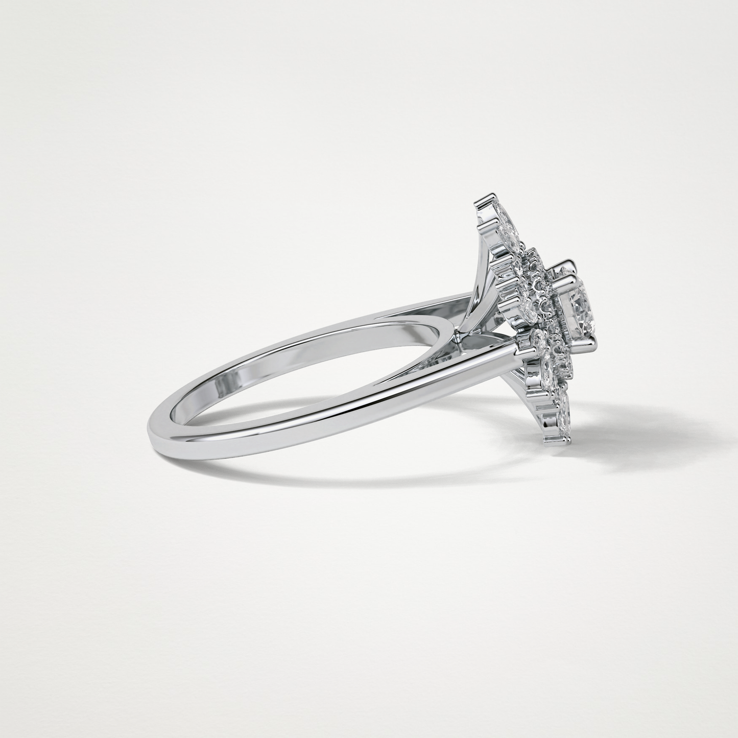 Round Halo & Cluster Moissanite Engagement Ring – 0.5 CT Lab-Created Brilliance in 10K/14K/18K Gold
