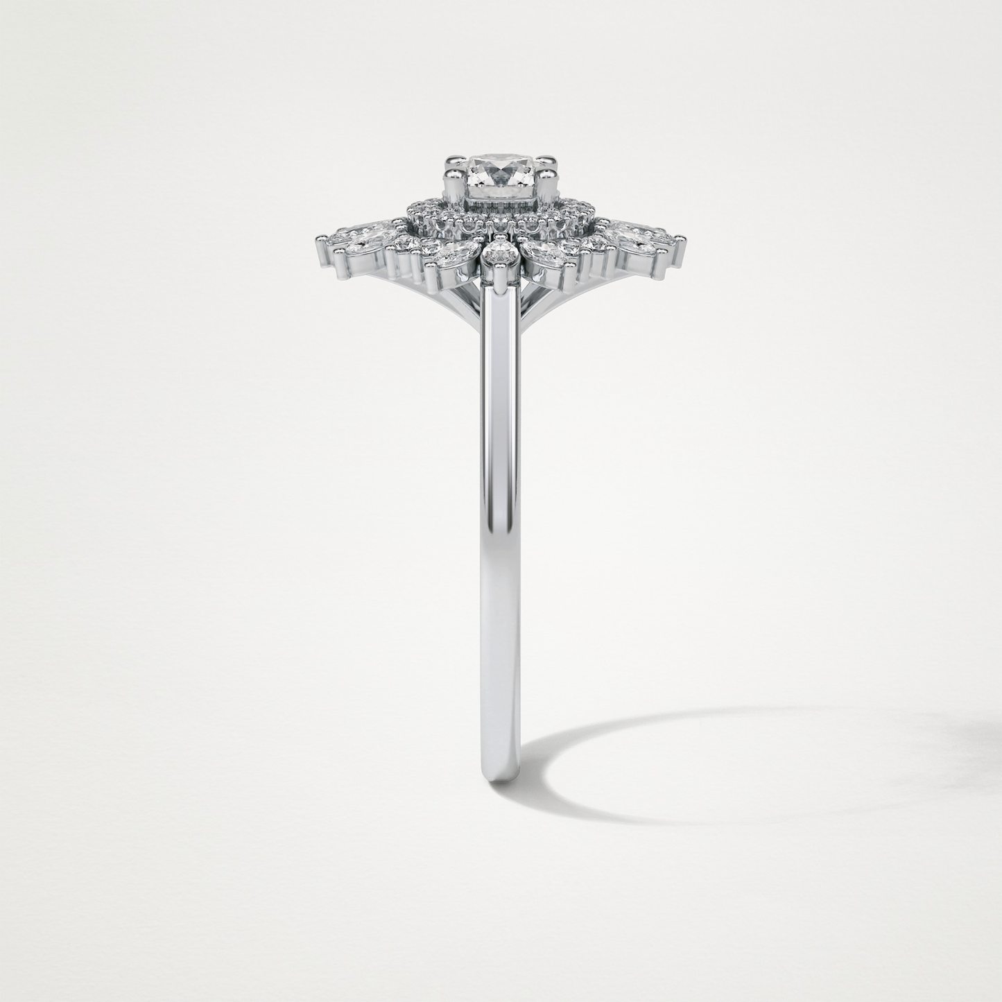 Round Halo & Cluster Moissanite Engagement Ring – 0.5 CT Lab-Created Brilliance in 10K/14K/18K Gold