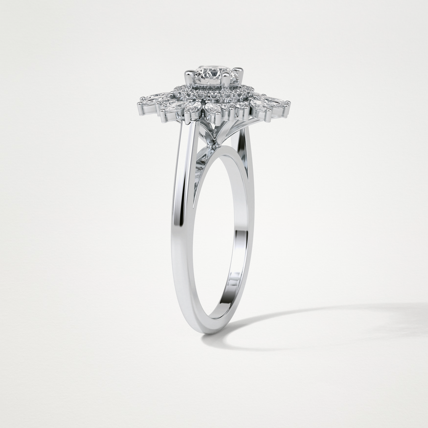Round Halo & Cluster Moissanite Engagement Ring – 0.5 CT Lab-Created Brilliance in 10K/14K/18K Gold