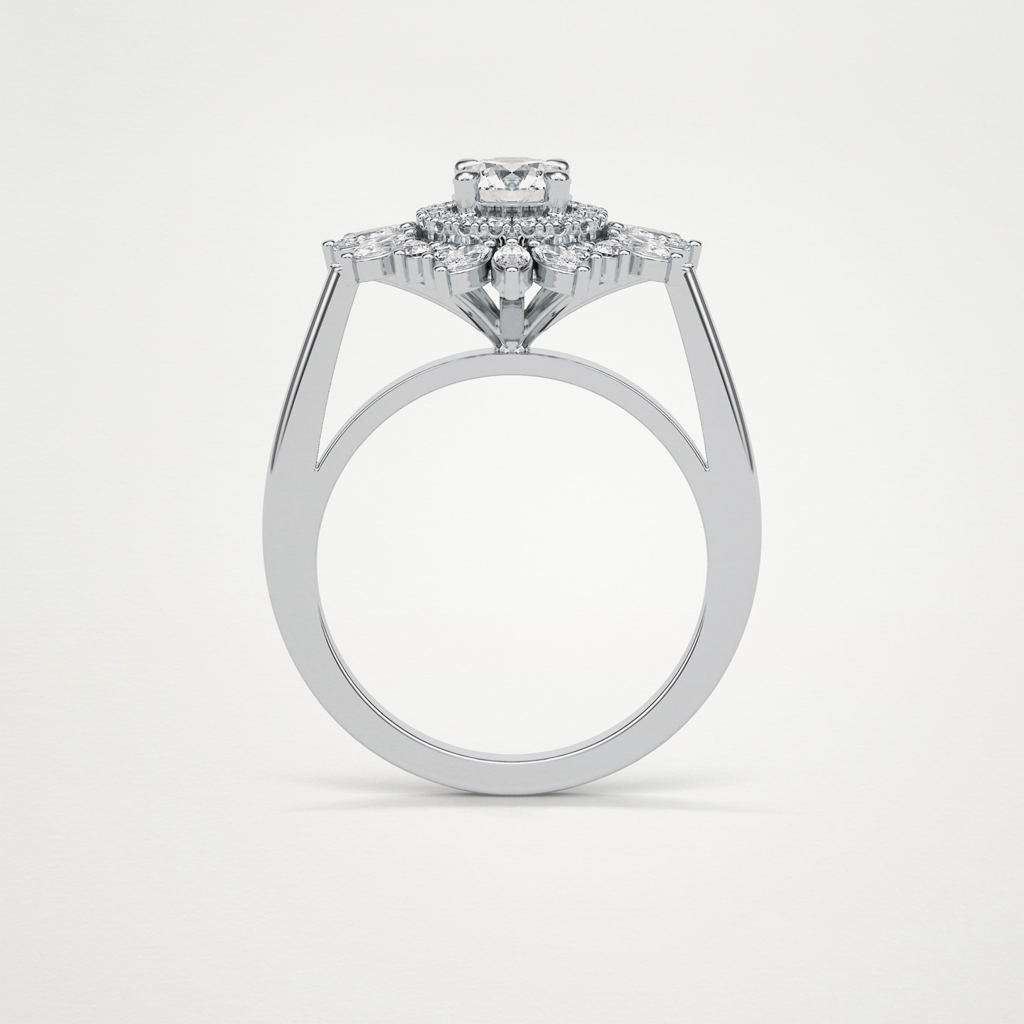Round Halo & Cluster Moissanite Engagement Ring – 0.5 CT Lab-Created Brilliance in 10K/14K/18K Gold