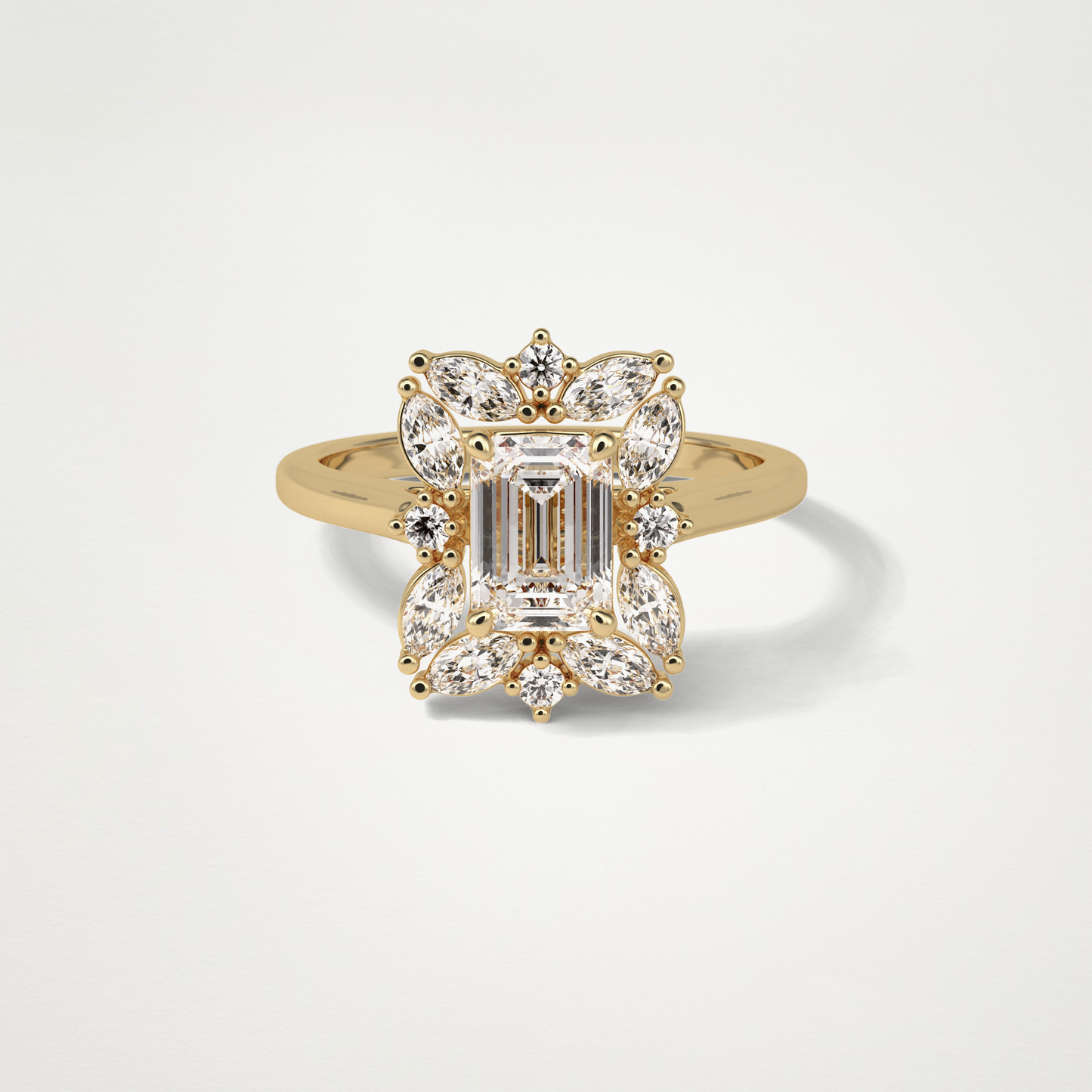 Emerald Cluster Moissanite Engagement Ring – 0.92 CT Lab-Created Brilliance in 10K/14K/18K Gold