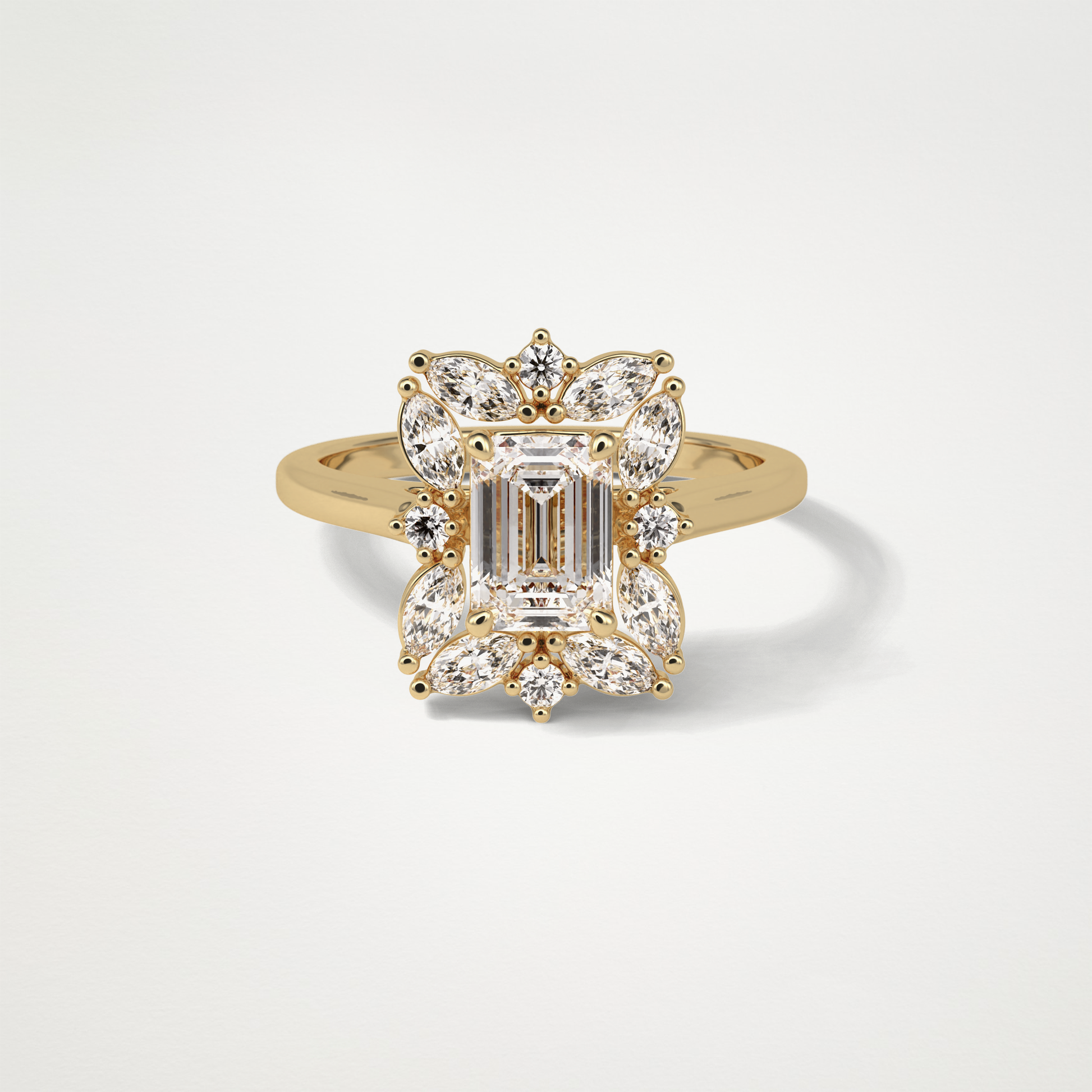 Emerald Cluster Moissanite Engagement Ring – 0.92 CT Lab-Created Brilliance in 10K/14K/18K Gold
