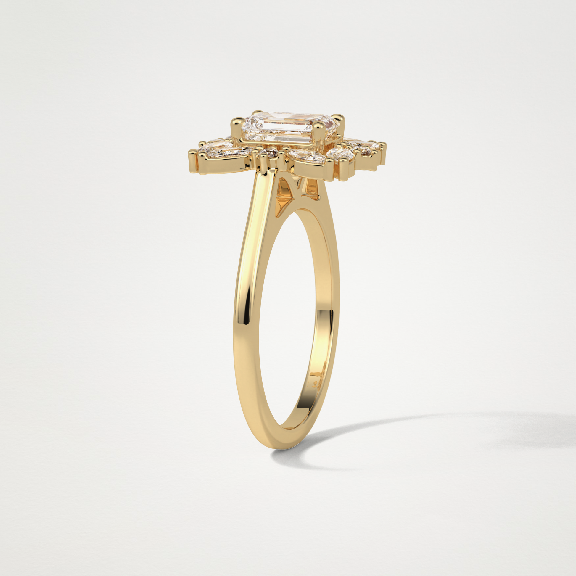 Emerald Cluster Moissanite Engagement Ring – 0.92 CT Lab-Created Brilliance in 10K/14K/18K Gold