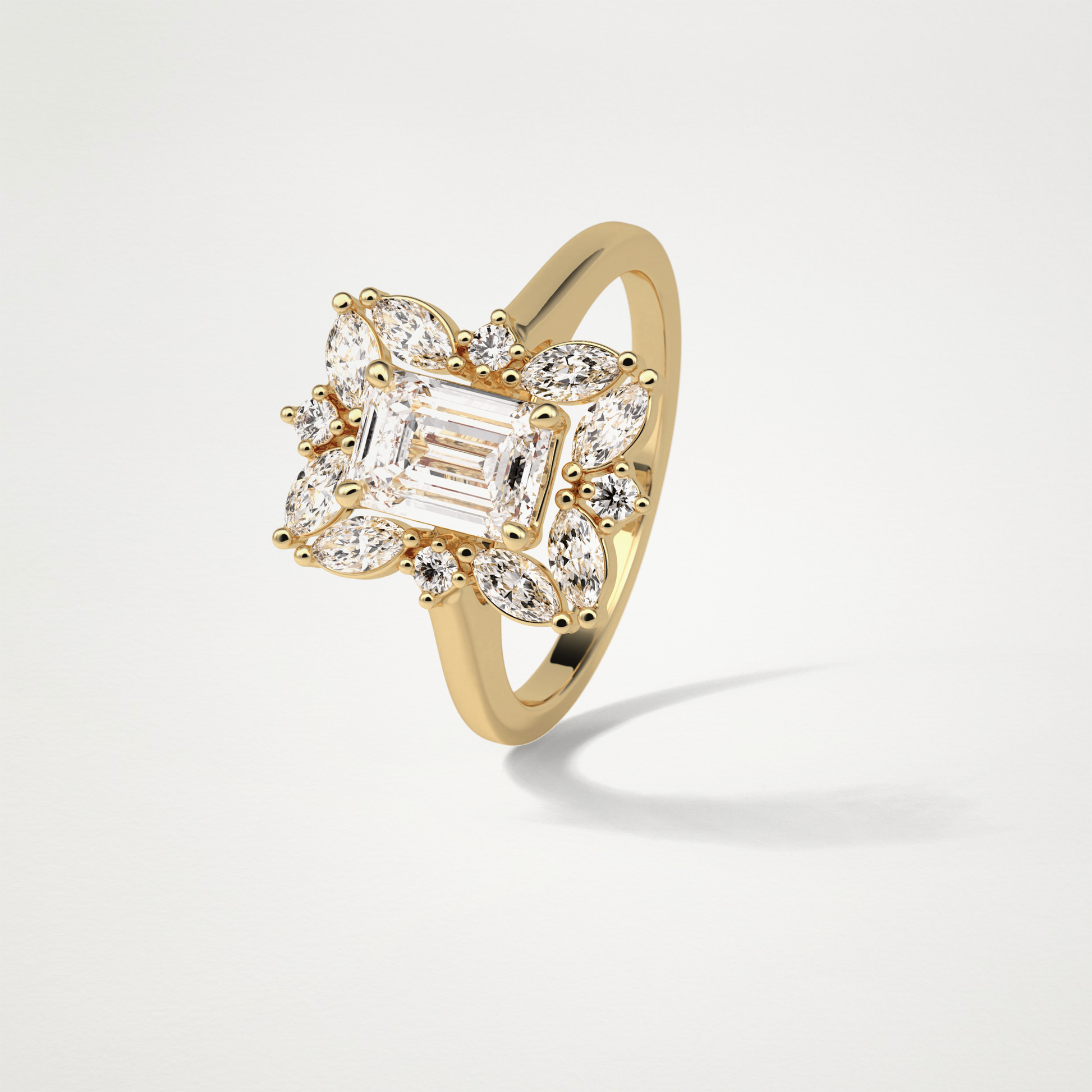 Emerald Cluster Moissanite Engagement Ring – 0.92 CT Lab-Created Brilliance in 10K/14K/18K Gold