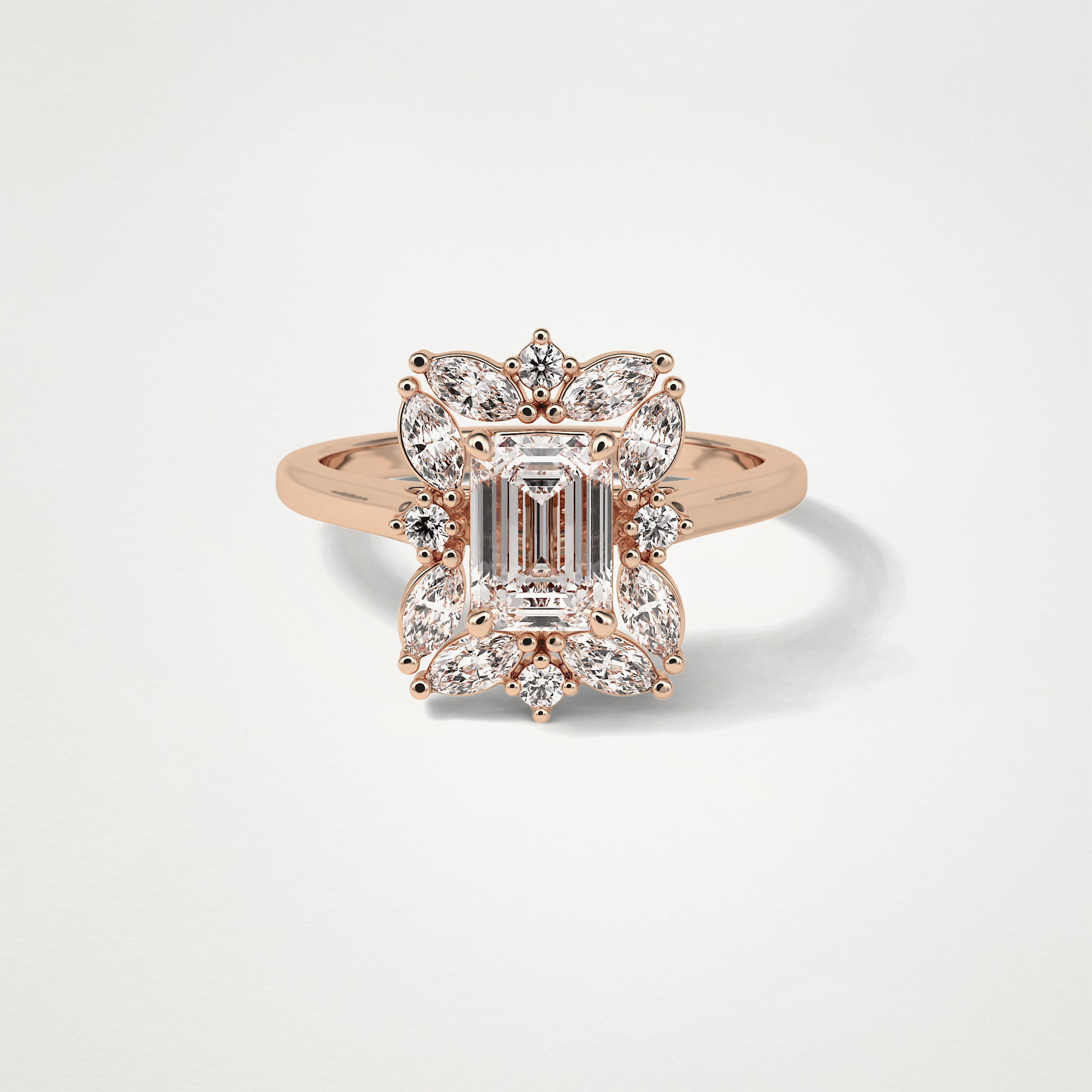 Emerald Cluster Moissanite Engagement Ring – 0.92 CT Lab-Created Brilliance in 10K/14K/18K Gold