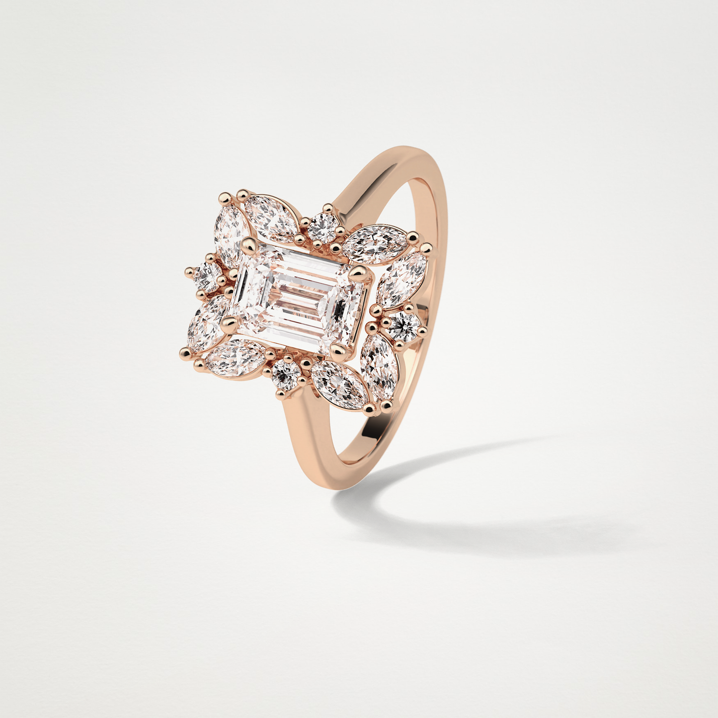Emerald Cluster Moissanite Engagement Ring – 0.92 CT Lab-Created Brilliance in 10K/14K/18K Gold