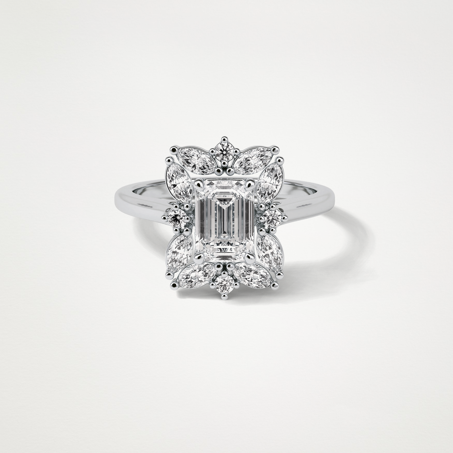 Emerald Cluster Moissanite Engagement Ring – 0.92 CT Lab-Created Brilliance in 10K/14K/18K Gold