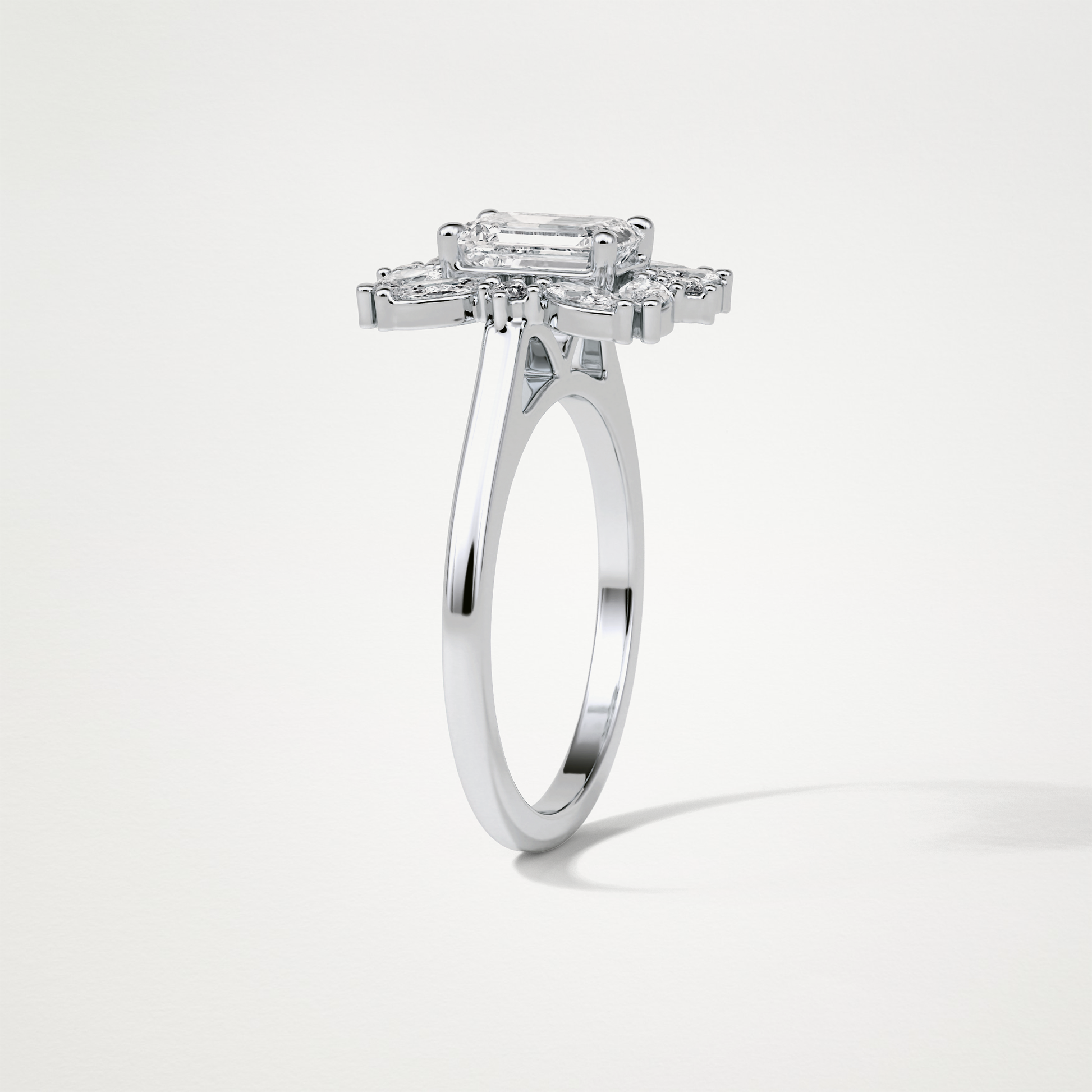 Emerald Cluster Moissanite Engagement Ring – 0.92 CT Lab-Created Brilliance in 10K/14K/18K Gold