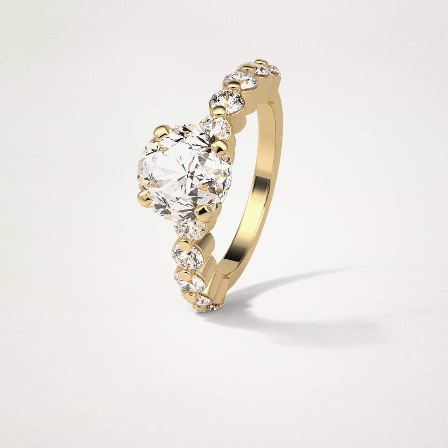 Round Pave Moissanite Engagement Ring – 2.2 CT Lab-Created Brilliance in 10K/14K/18K Gold
