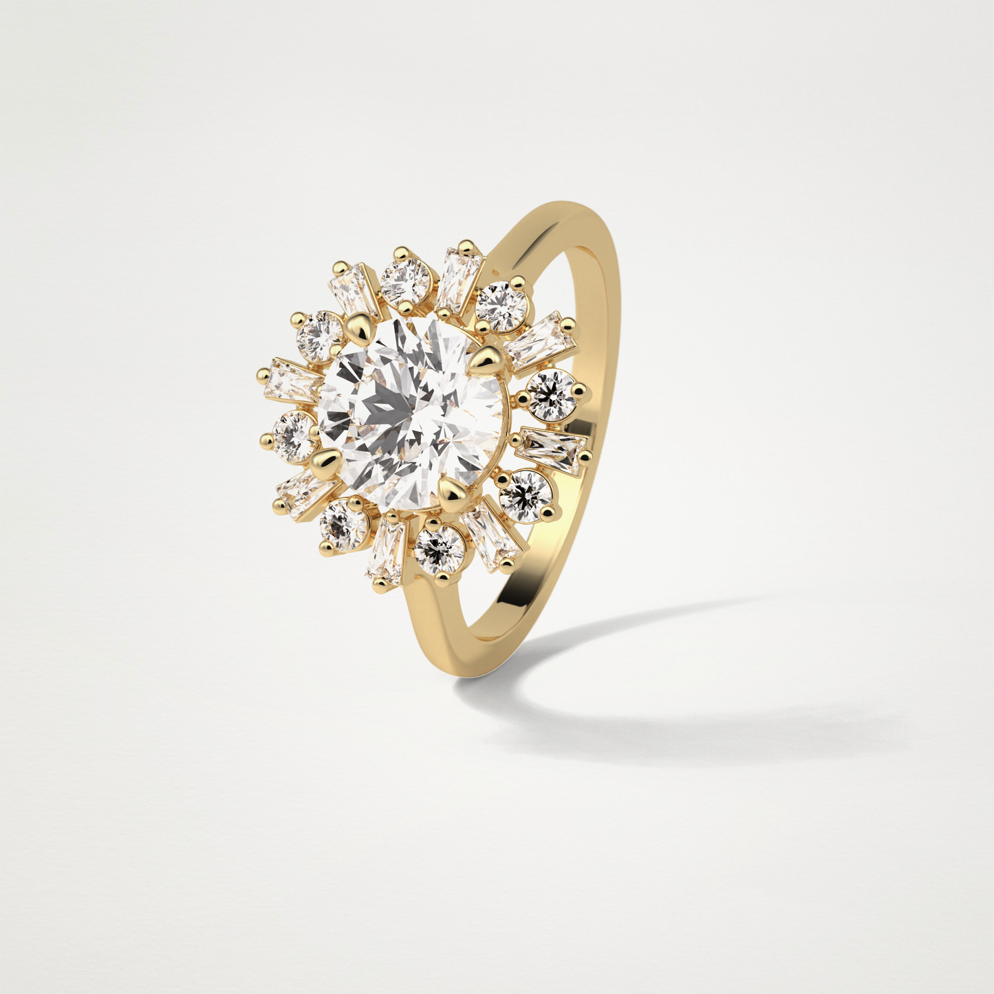 Round Halo Moissanite Engagement Ring – 1.35 CT Lab-Created Brilliance in 10K/14K/18K Gold