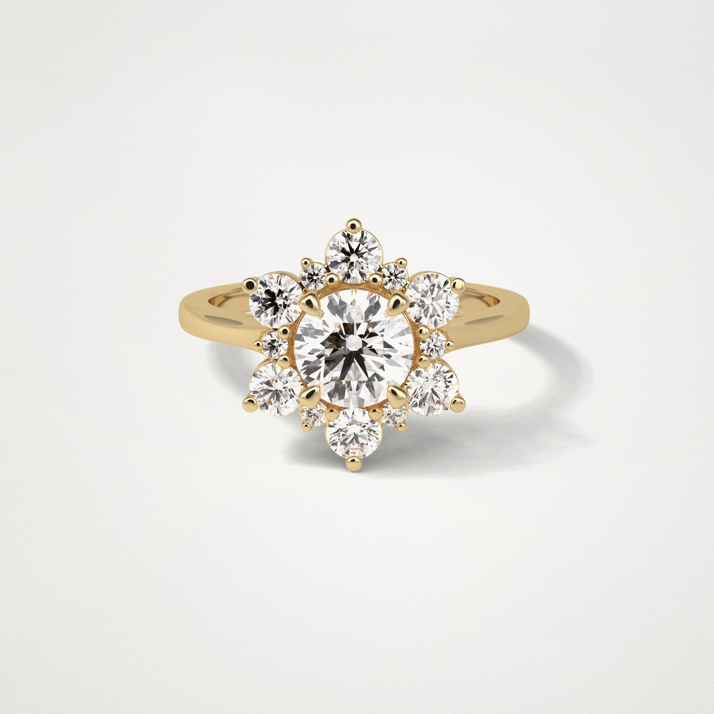 Round Cluster Moissanite Engagement Ring – 1 CT Lab-Created Brilliance in 10K/14K/18K Gold