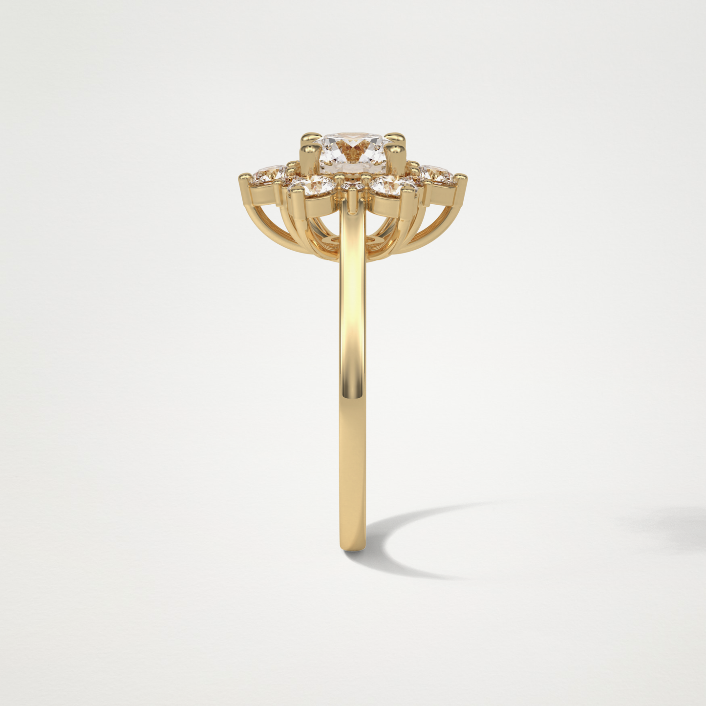 Round Cluster Moissanite Engagement Ring – 1 CT Lab-Created Brilliance in 10K/14K/18K Gold
